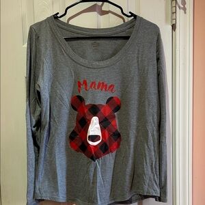 Wondershop Gray and Red Bear Graphic Kids Long Sleeve Tee